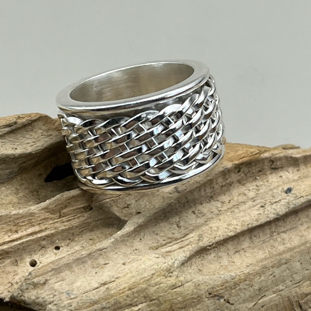 Sterling Silver Spinner Woven Band Ring